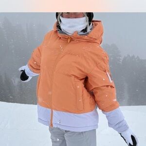 Roxy Chloe Kim Vibrant Orange and White Ski Jacket